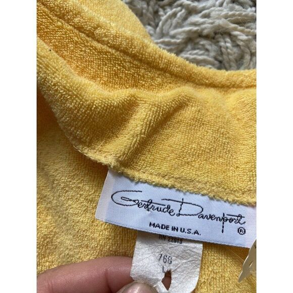 Vintage Gertrude Davenport Dress Long Terrycloth Yellow Large Pocketed Maxi - Picture 5 of 9